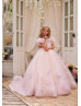 Blush Tulle Organza Roses Stunning Flower Girl Dress